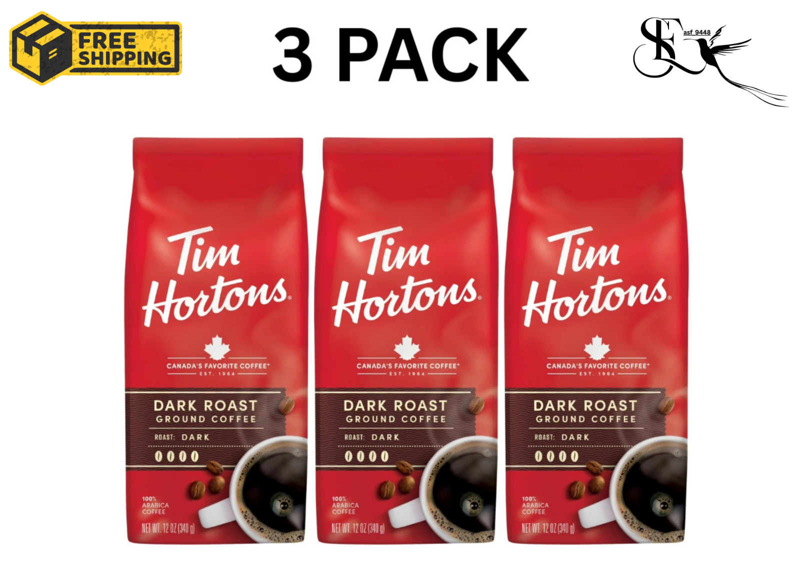 Free Shipping Tim Hortons Dark Roast Ground Coffee 100% Arabica Pack of 3 gallery