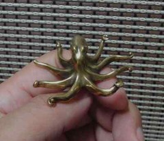 Vintage Style Solid Brass Pure Copper Sea Animal Octopus Figurine Statue
