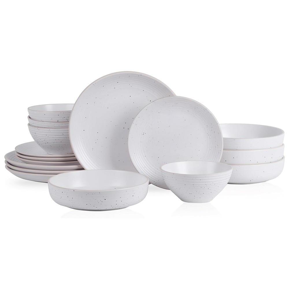 Stone Lain Stoneware 16pc Dinnerware Set, Service for 4, Off White (Open Box)