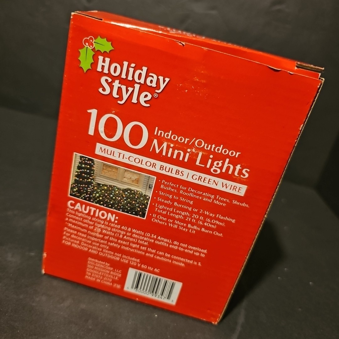 Holiday Style 100 Mini Lights multi color Bulbs Green wire 21 Feet Stay Lit gallery
