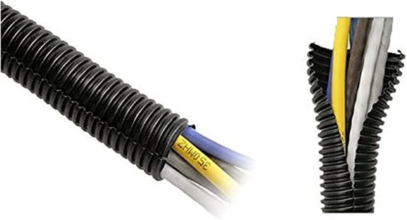 100 Ft 1/8" Split Wire Loom Conduit Polyethylene Tubing Black Color Sleeve Tube gallery