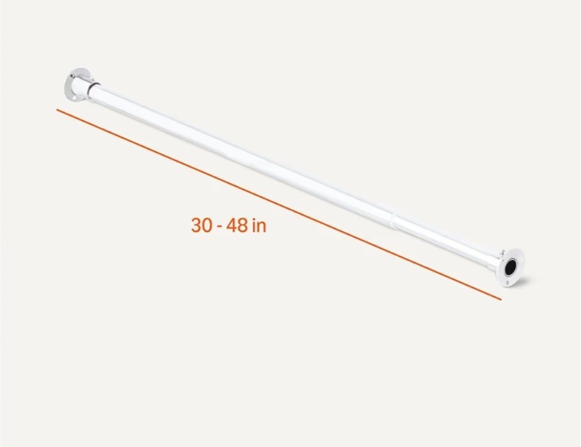Closet Rod For Hanging Clothes, Chrome, Adjustable 30” to 48”, 50 Lb. Capacity gallery