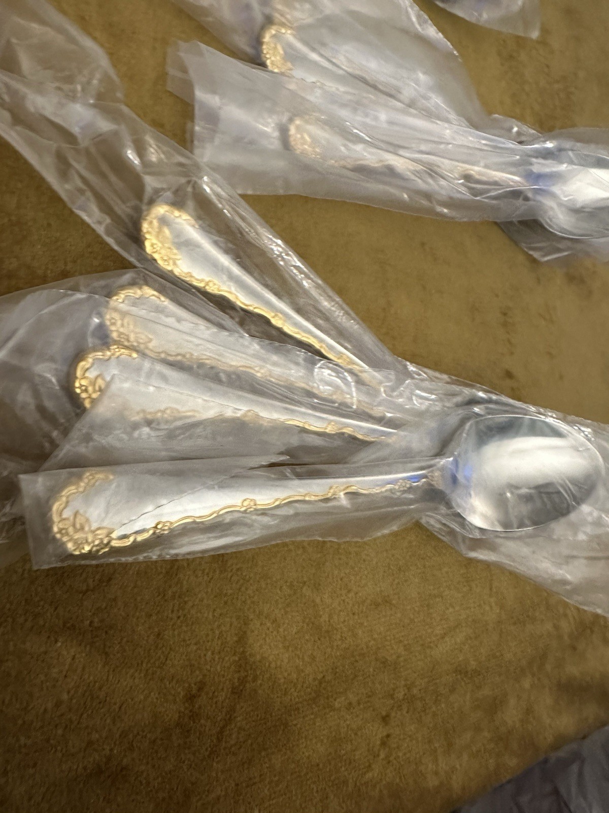 (4) TEASPOONS Oneida Community GOLDEN BELLE ROSE Stainless Flatware - (3availabl gallery