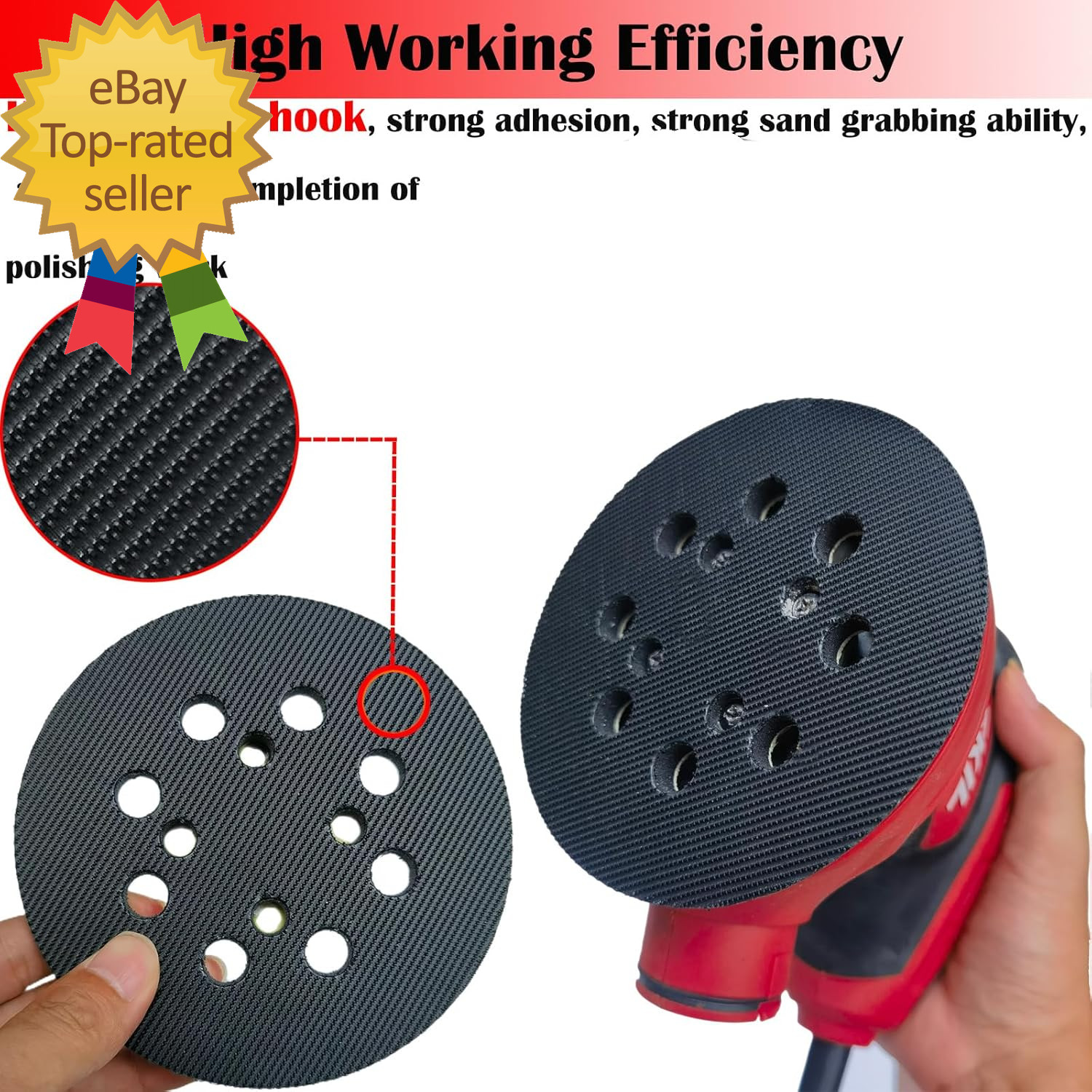 2 Pack 5 Inch 8 Hole Hook-And-Loop Replacemet Sanding Pad for SKIL SR211601 gallery