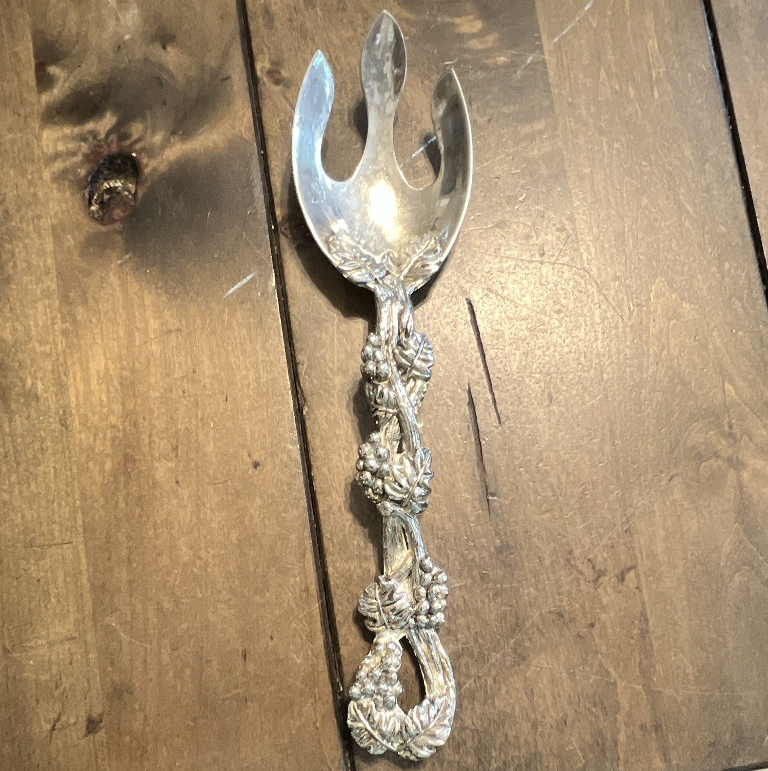 Silver Tone Nautical Rope Handle Serving Fork Salad Server, 8 in, Glossy gallery