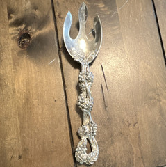 Silver Tone Nautical Rope Handle Serving Fork Salad Server, 8 in, Glossy