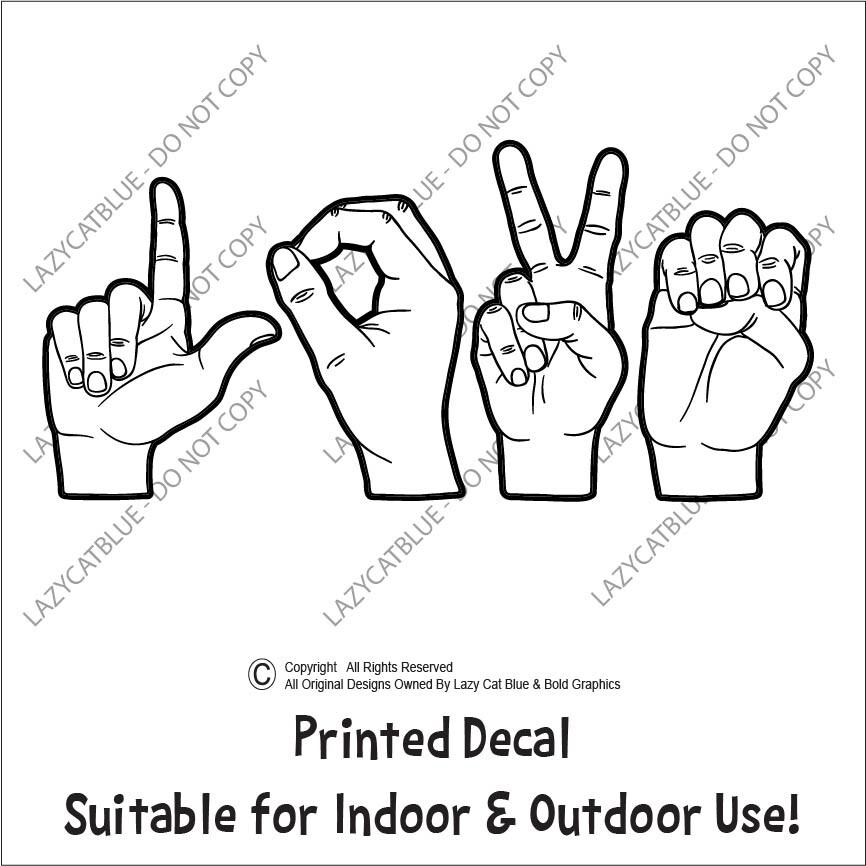 Love Sign Decal Sticker Printed Die Cut ASL Language Hands Couple Life Wedding gallery