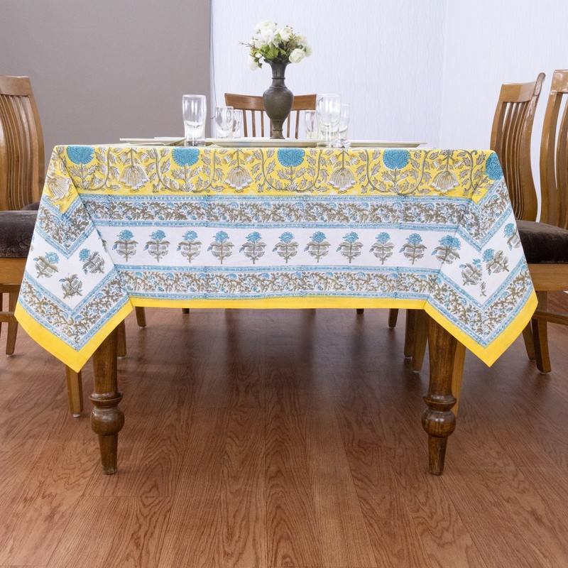 Hand Block Printed Tablecloth Cotton Table Cover Gift for Her Dining Tablecloth gallery