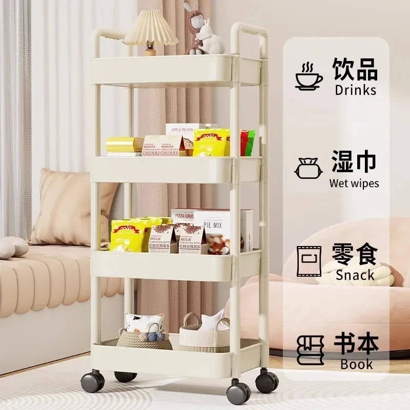 Multi-Layer Storage Trolley with Handlebar Floor-Standing Rack for Kitchen & Bat gallery