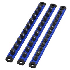 WORKPRO Magnetic Socket Organizer Set, 3-Piece Aluminum Alloy Socket Rail Blue