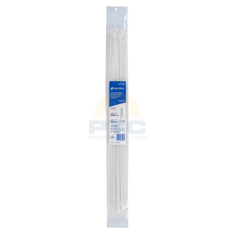 Volteck CIN-12055 Bag with 10 plastic cable ties 120 lb, 550x7.6 mm, natural gallery