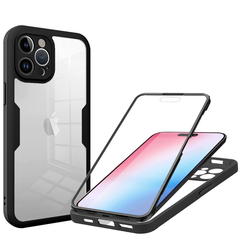 For iPhone 17 Pro Max Air 16 15 Pro Shockproof Clear Screen Protector Hard Case