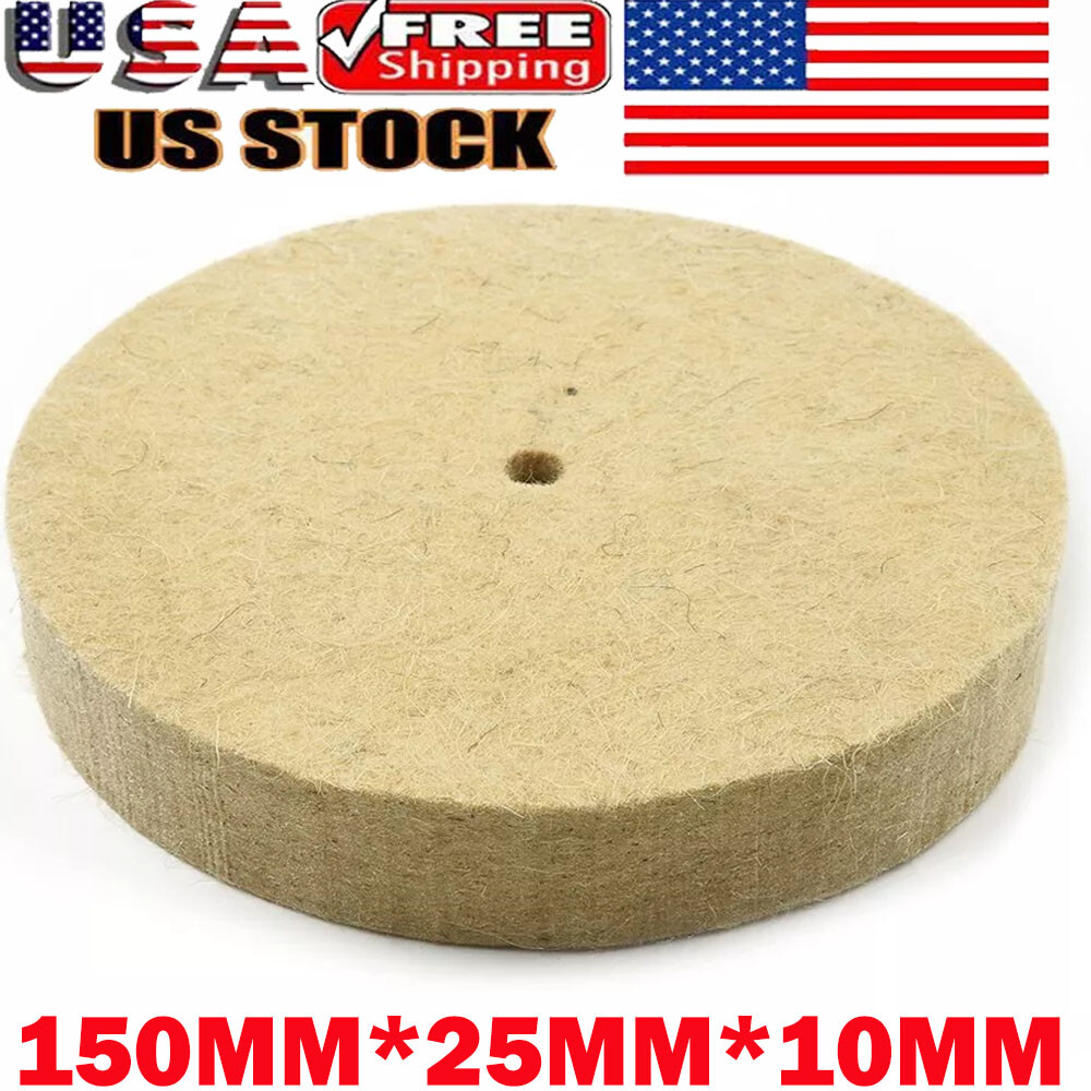 6 Inch Wool Felt Polishing Wheel Buffing Pad Metal Burnishing Disc 3/8" Arbor gallery