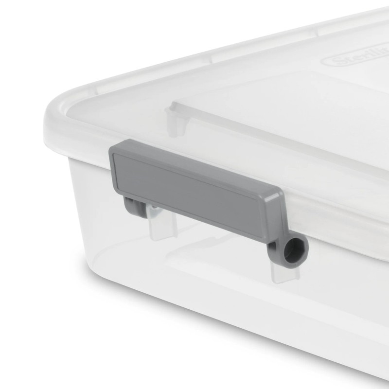 (4 pack) Sterilite Modular Small Storage Bin, 6.2 Quart Latching Clear Plastic S gallery