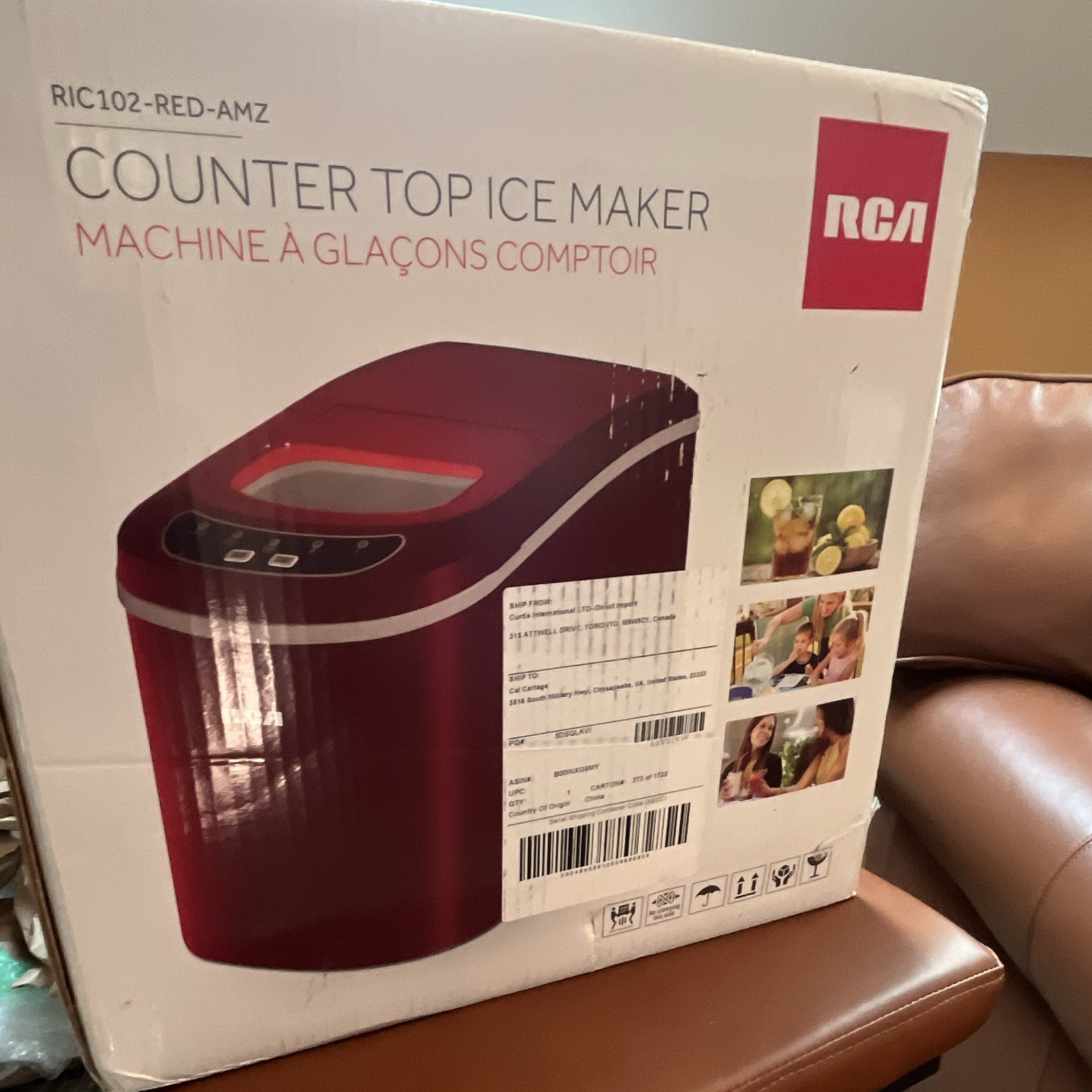 RCA RIC102-RED-AMZ Countertop Ice Maker 26 lb Portable Red 6-10 min gallery