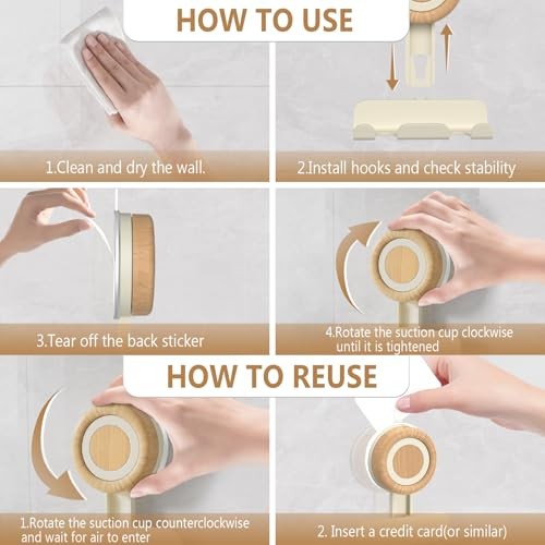 Razor Holder for Shower Suction Cup Shaver Holder for Wall, 2 Pack Beige gallery