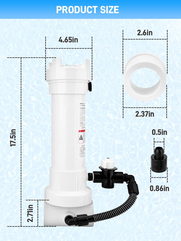 R171096 320 Automatic inline Chlorine/Bromine Feeder w/Chlorinator Tube &Bushing gallery