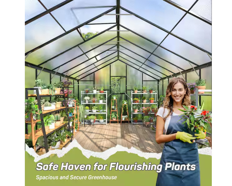 10x18 FT Polycarbonate Greenhouse, Quick Setup, Roof Vent, Walk-in Aluminum gallery