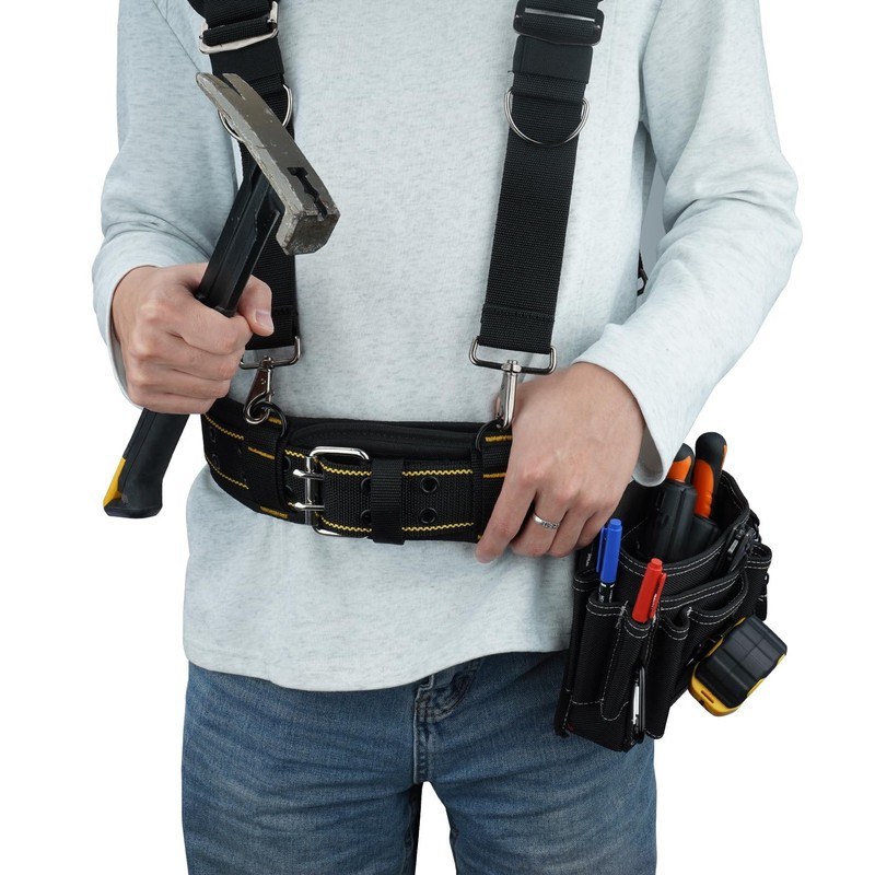 Padded Tool Belt With D Ring For Men Construction Strong Durable Double Metal Ro gallery
