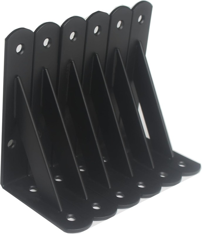 6-Pack Heavy Duty Black Shelf Brackets - 240lb Support & Easy Installation gallery