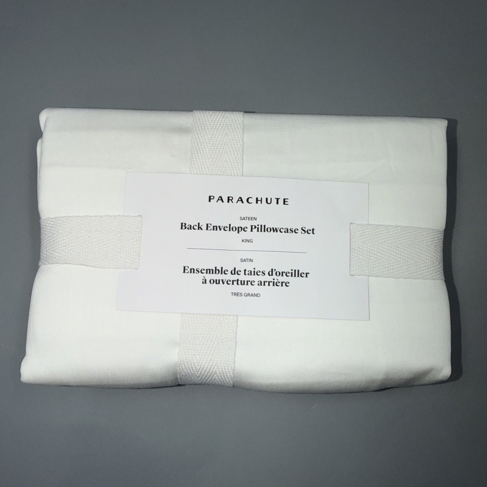 Parachute Back Envelope White Pillowcase Set- Cotton Sateen - King