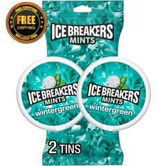 Ice Breakers Sugar-Free Wintergreen Mints – 1.5 oz Pucks, 2 Count Pack