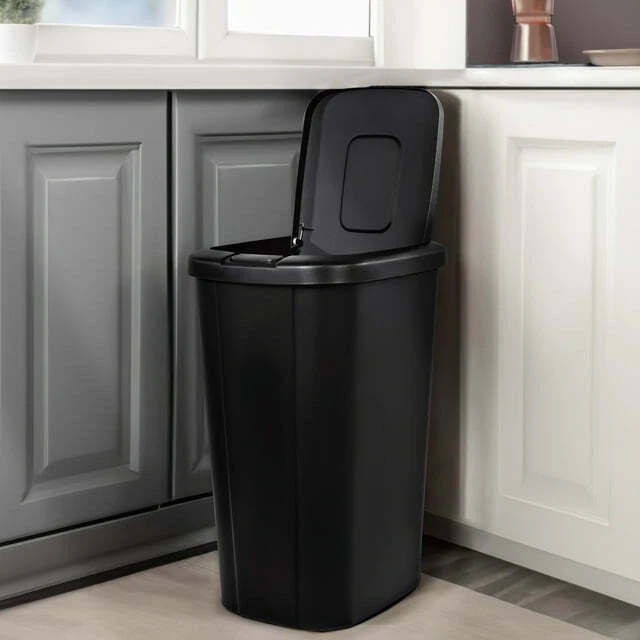 13.3 Gallon Kitchen Trash Can Plastic Push Button Touch Top Lid Slim gallery