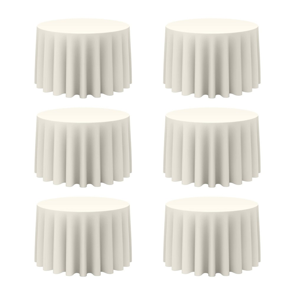 BRILLMAX 6 Pack Ivory Round Tablecloths 108 Inch for 48” Tables - 150 GSM