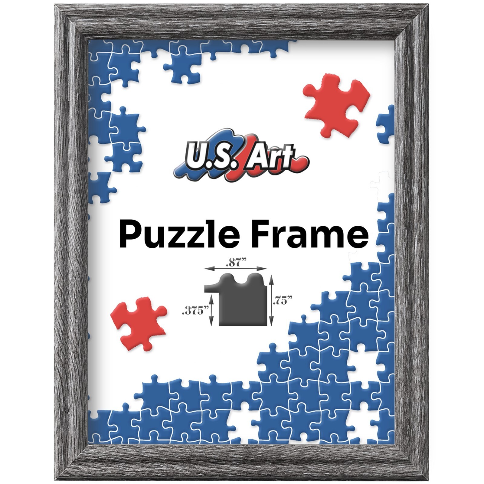 Barnwood Gray Puzzle Frame .75" Inch Wide - Handmade Solid Wood Picture Frames gallery
