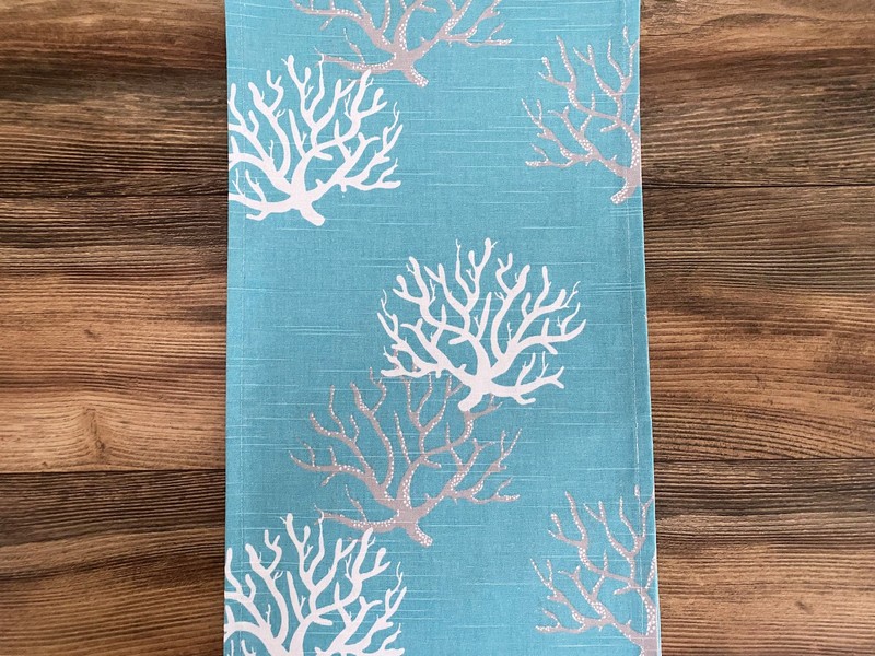 Aqua Turquoise Spa Blue Table Runner Coral Reef Nautical Coastal Decor Linens gallery