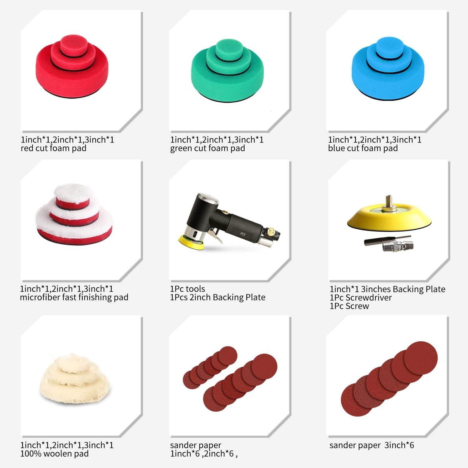 1/2/3 Inch Random Orbital Air Sander, Mini Pneumatic Sander for Auto Body Work gallery