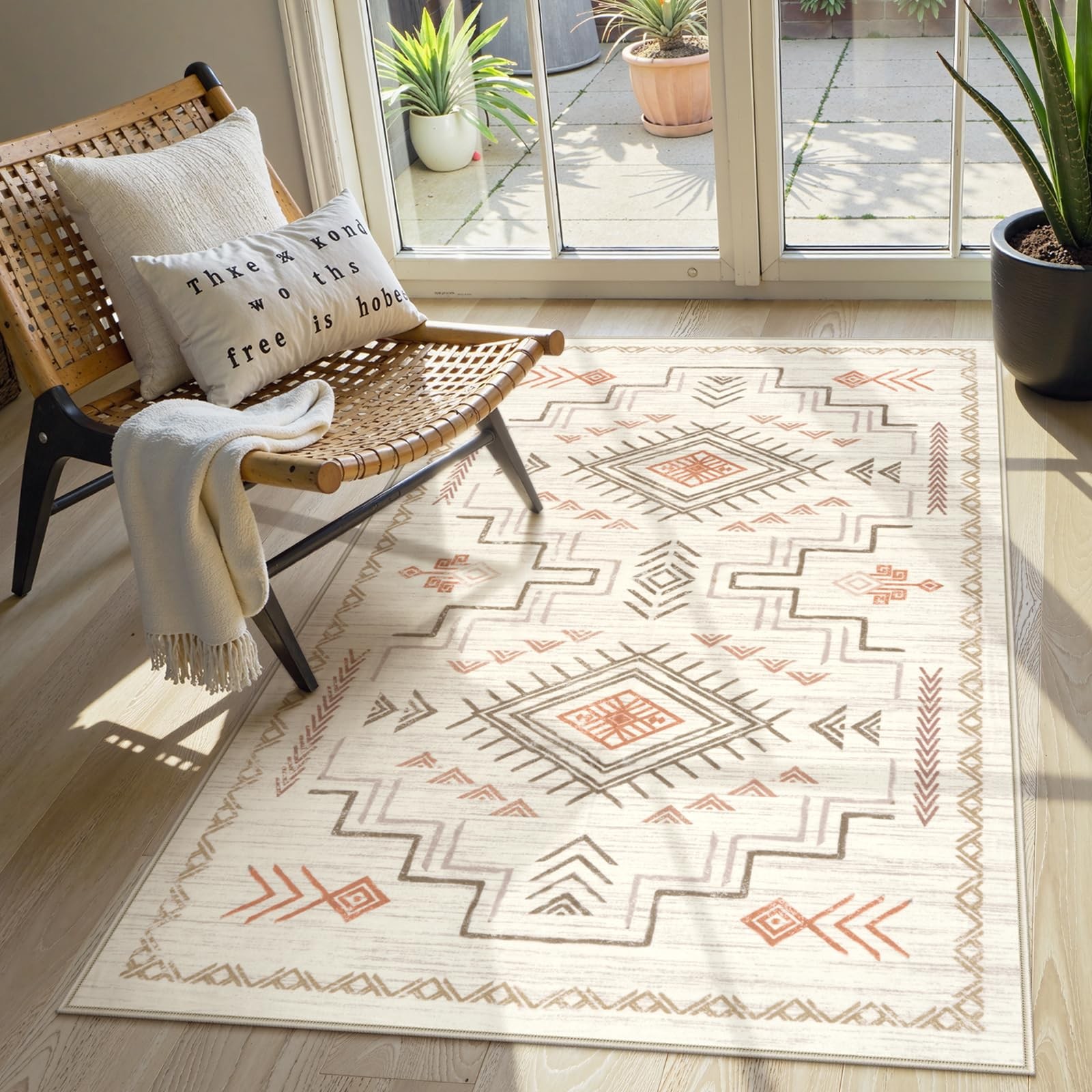 3x5 Washable Area Rug Western Clearance, Non-Slip Small Entryway Rug Beige Az... gallery