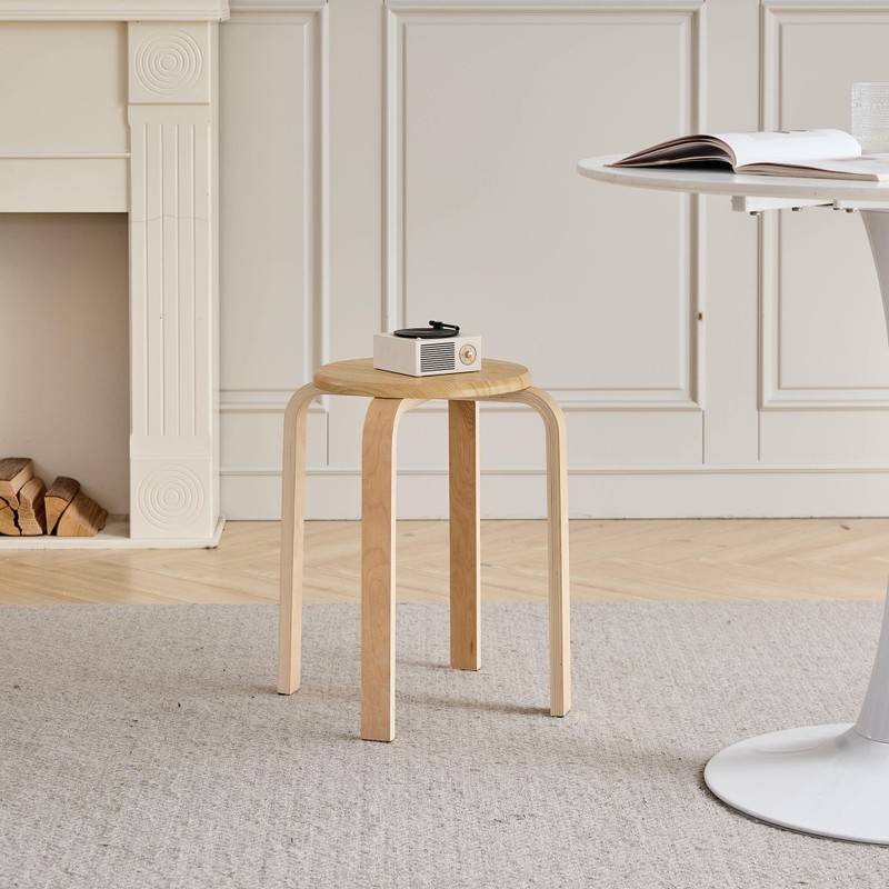 Set of 4 Stackable Stools, Stackable Bentwood Stools, Round Backless Chairs gallery