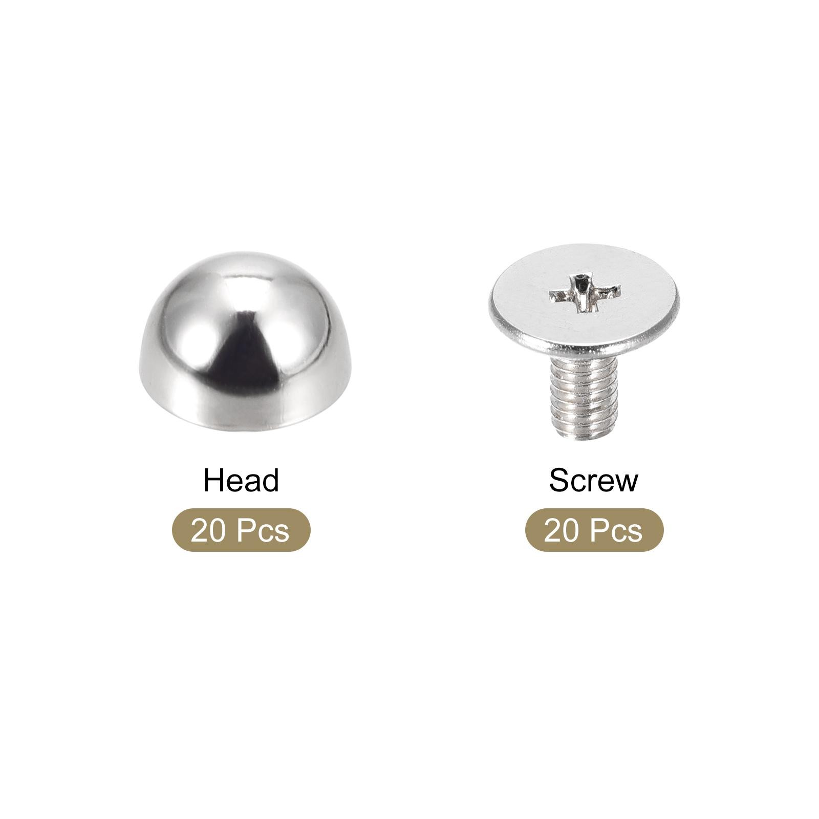 20 Sets 8x5mm Screw Back Rivets Solid Round Head Leather Studs Silver gallery