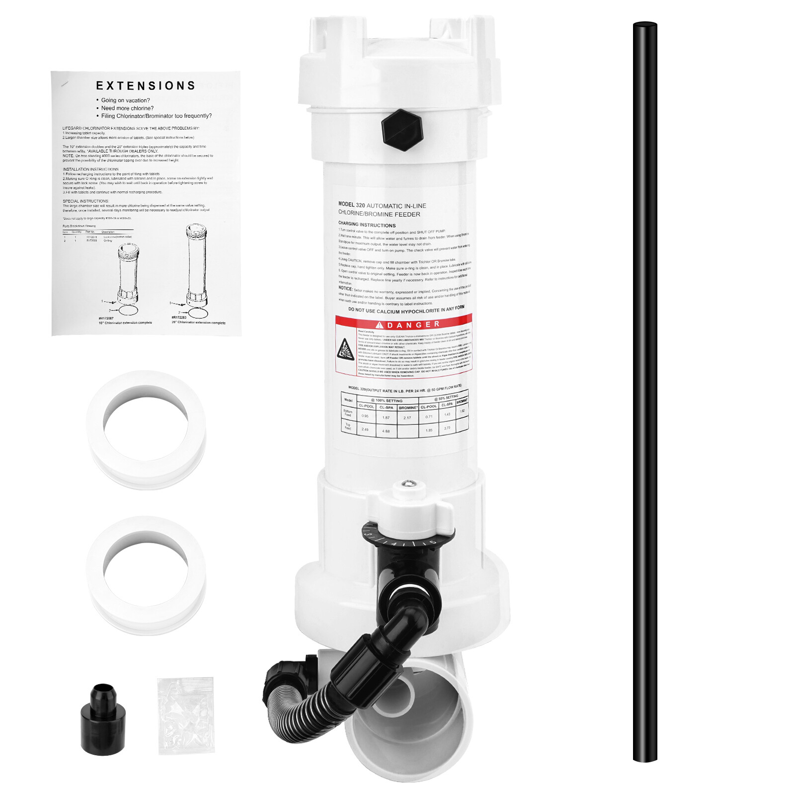 R171096 320 Automatic inline Chlorine/Bromine Feeder w/Chlorinator Tube &Bushing gallery