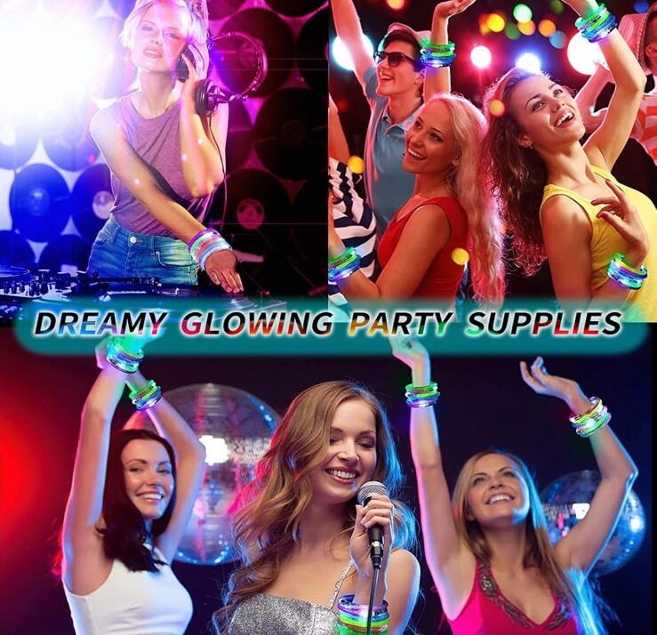 38 Pcs LED Bracelets 6 colors Light Up Glow in Dark Halloween Party Supplies gallery