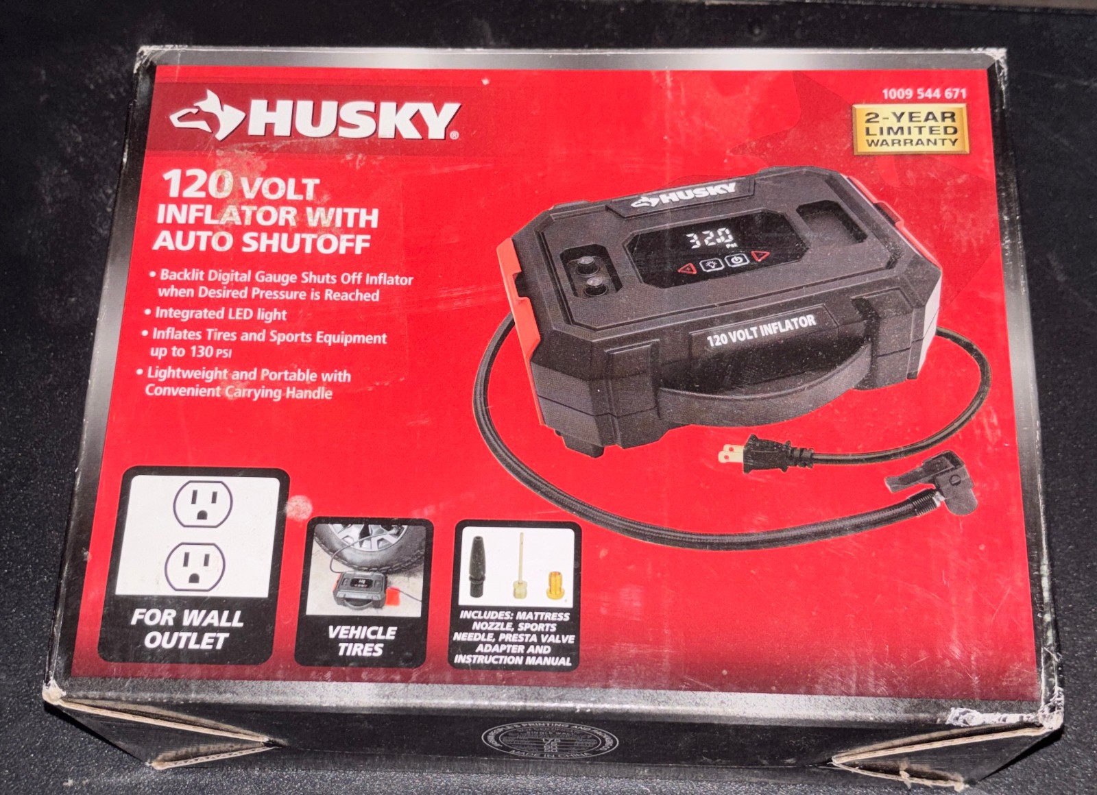 Husky 12‑Volt/120‑Volt Home & Auto Tire Inflator H12120N – Dual Power Tir gallery