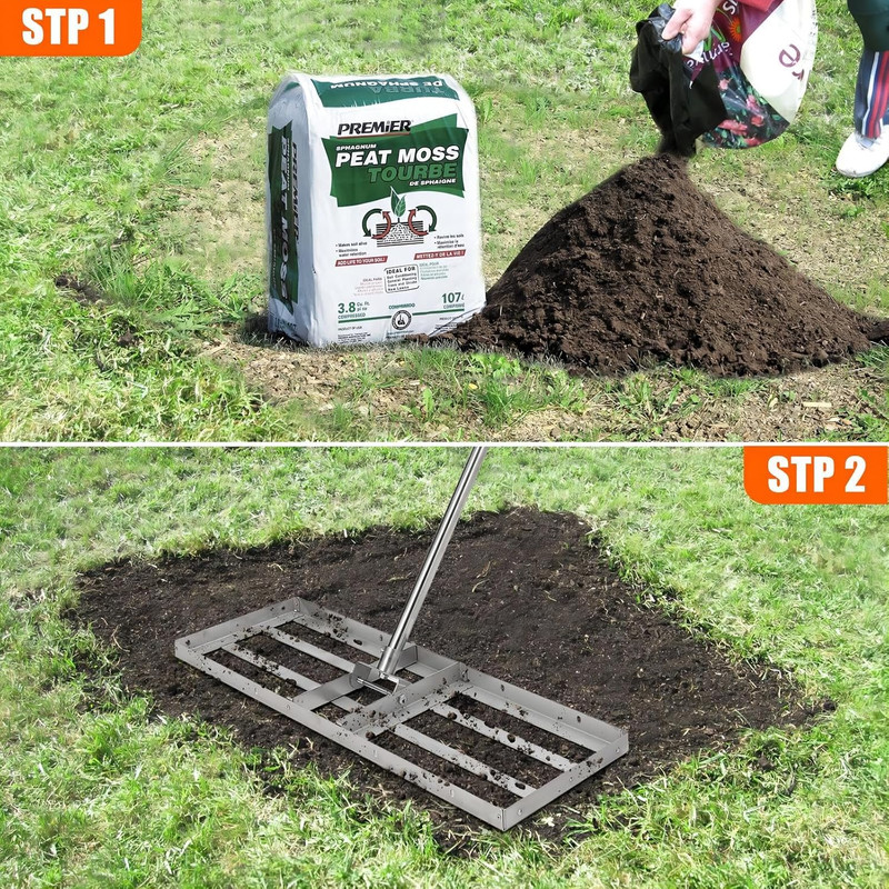 36" Lawn Leveling Rake with 6FT Handle & 180° Rotation - Heavy-Duty Tool gallery