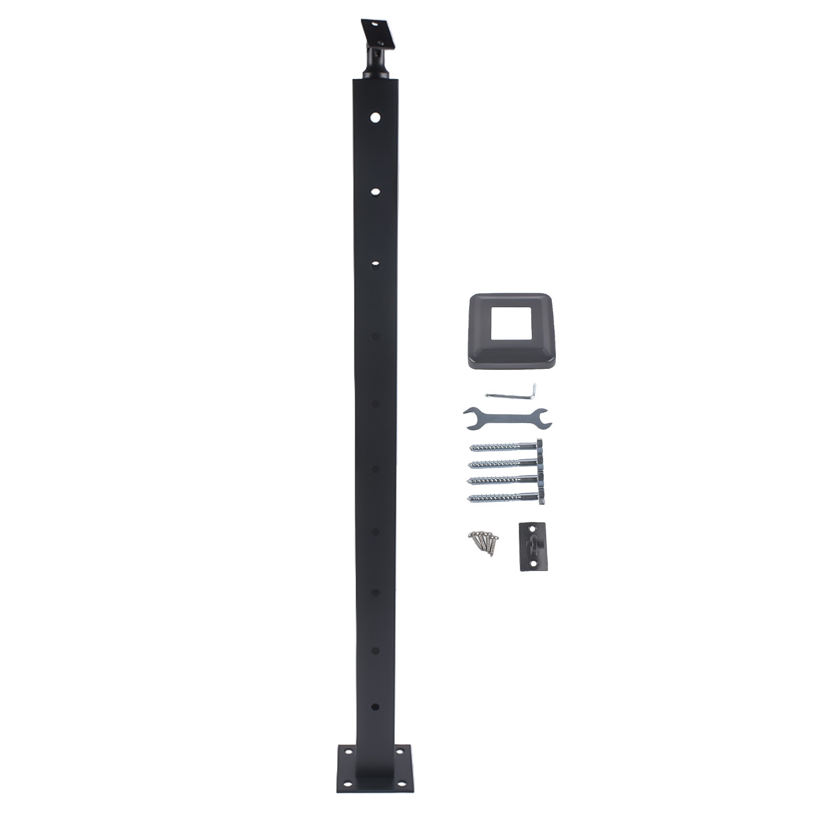 Black 35" Corner Cable Railing Post - Stainless Steel Surface Mount Kit gallery