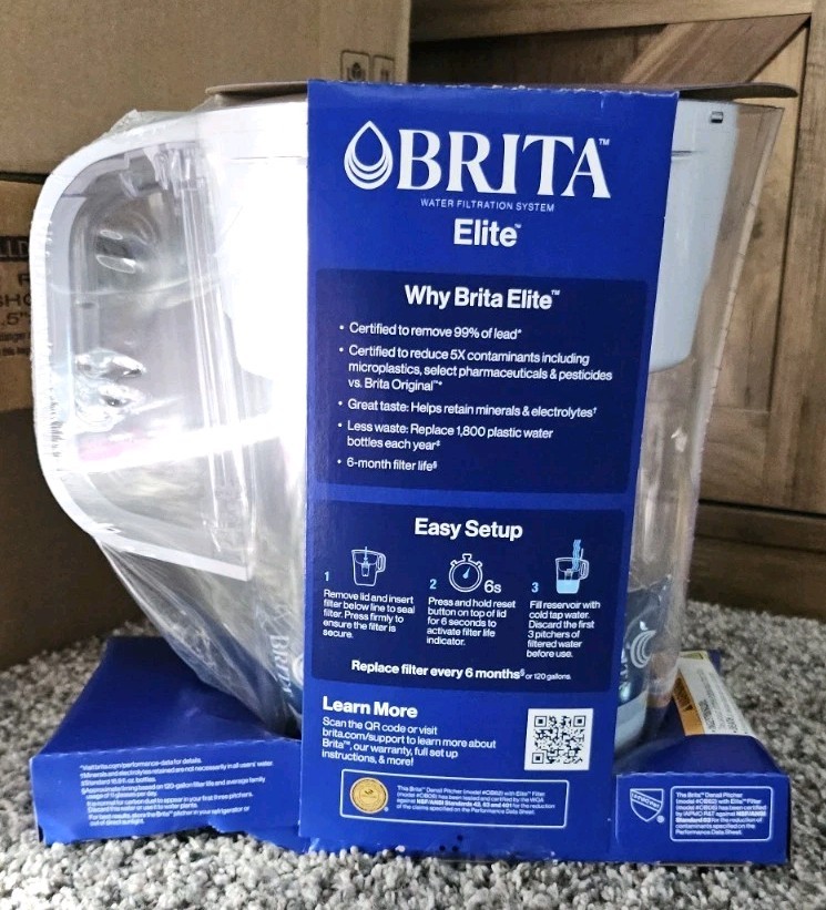 2 Brita Elite 6 Cup Water Filtration System Pitchers W/Filters New In Box gallery