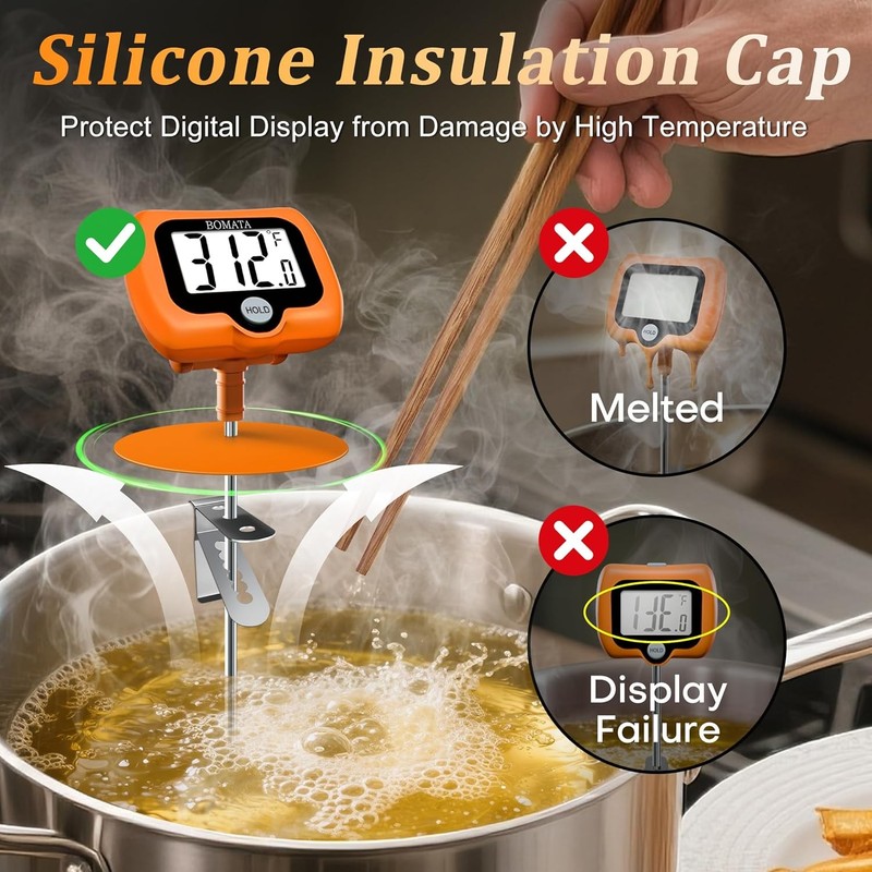 BOMATA Digital Candy Thermometer with Pot Clip, Deep Fry Oil Thermometer with gallery