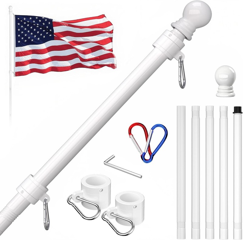 Multi-Accessory Tangle-Free Flag Pole – 6 FT Stainless Steel for Boats & Porches gallery