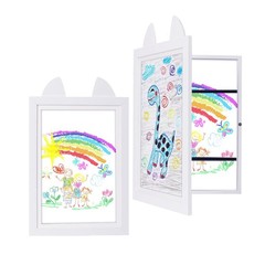 Artwork Storage Frame (2 Pack) – Front-Opening Display Holds 100 A4 Drawings,…