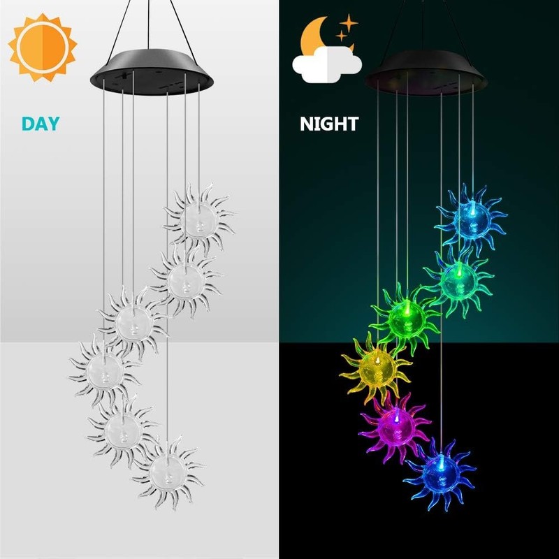 LED Sun Wind Chime Solar Powered Lights Color-Changing Yard Garden Decor 1Pack gallery