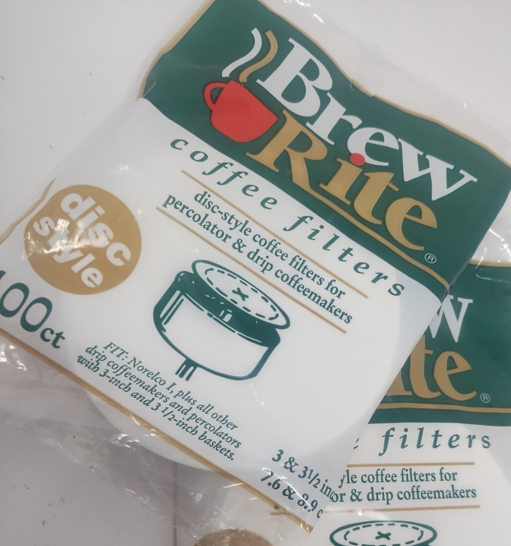Brew Rite Coffee Filters, 3", 3 1/2" Basket Disc Drip and Percolator 100 Count gallery