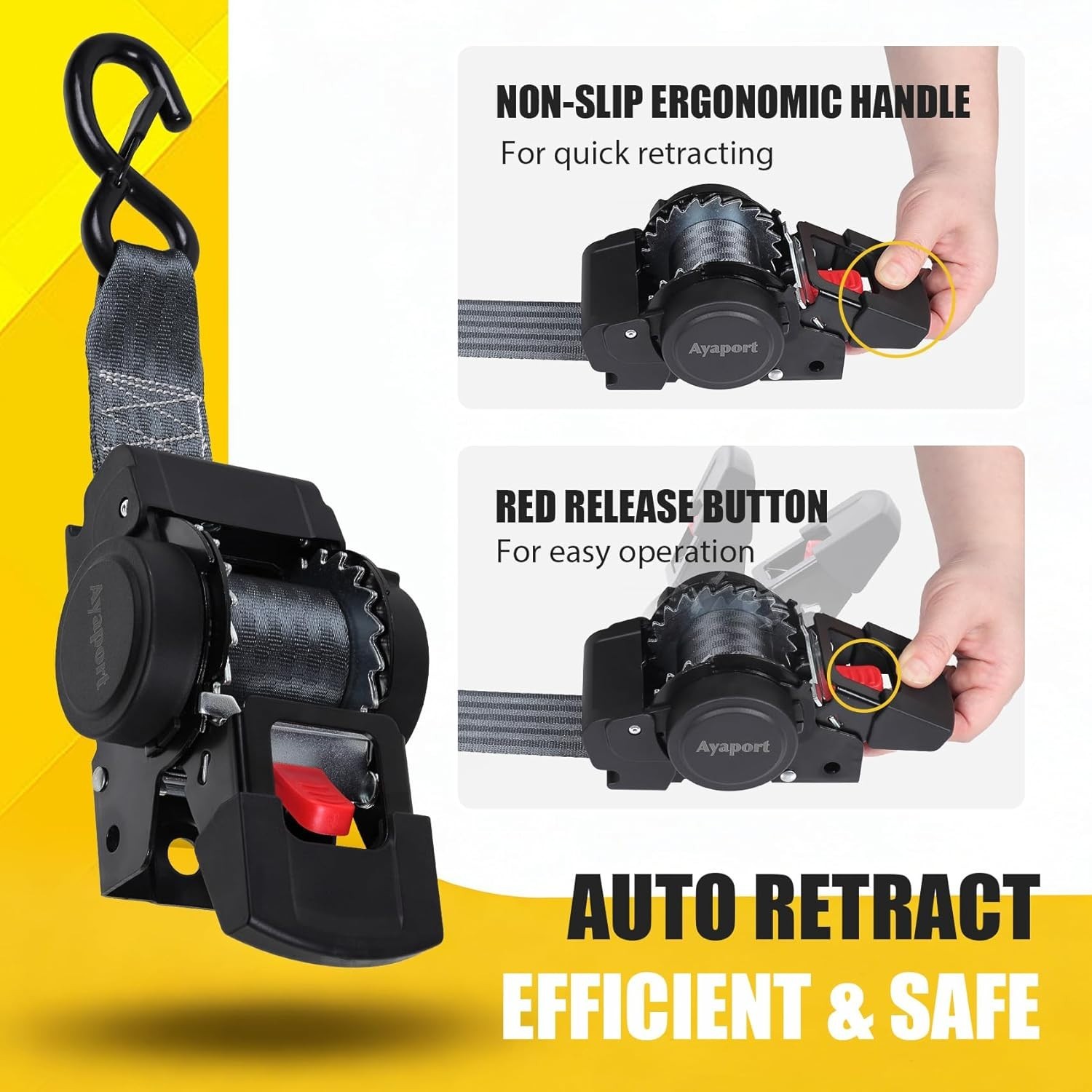 2PK Retractable Ratchet Straps 2" x 6ft 3300lbs Bolt-On Tie Down gallery