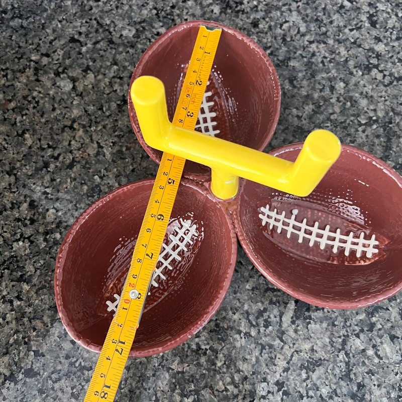 Boston Warehouse Touchdown 3 Section Football Condiment Server bowl Hand Painted gallery