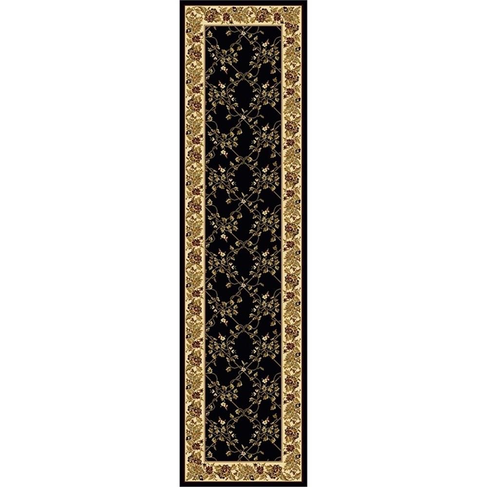 Pemberly Row Traditional 2'2" x 8' Rectangular Fabric Rug in Black gallery