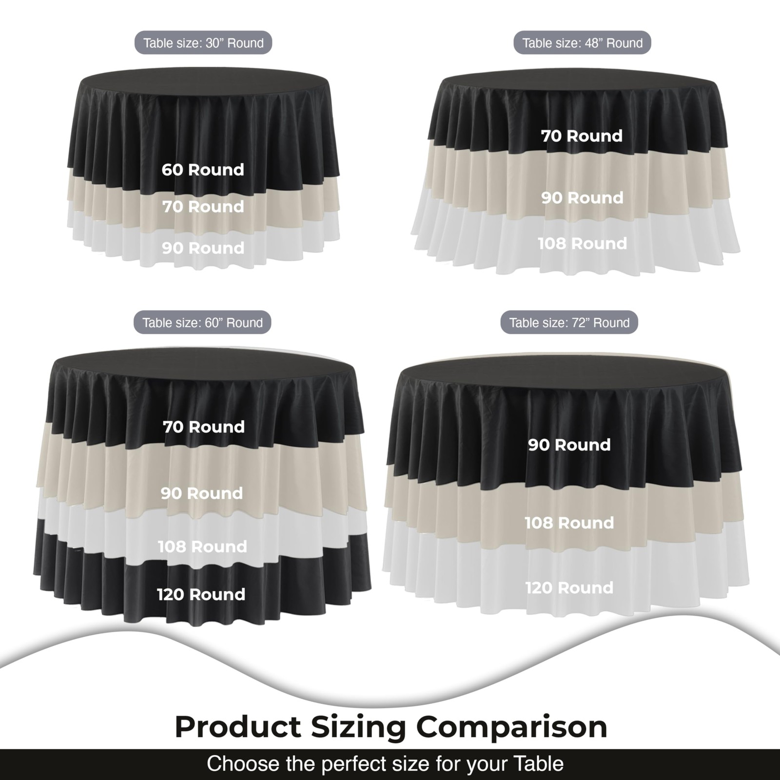 Party Solids 12-Pack White Round Plastic Tablecloth Disposable – Size: 108 Inche gallery