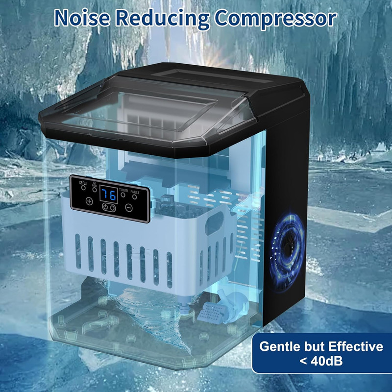 44 Lbs per Day Ice Cube Maker, 9 Ice Cubes Ready in 9 Mins, Auto Self-Cleaning w gallery